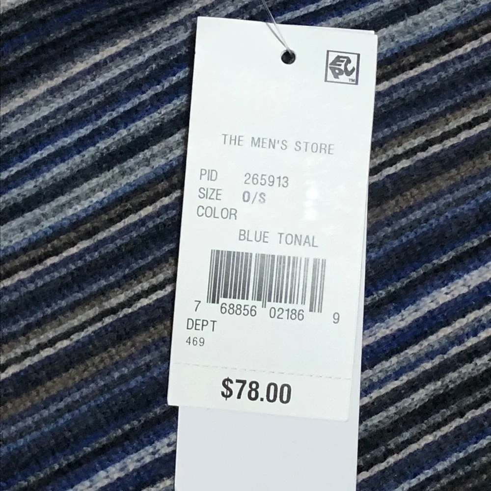 Bloomingdale's Men's Striped Scarf - Blue and Brown color blue tonal.